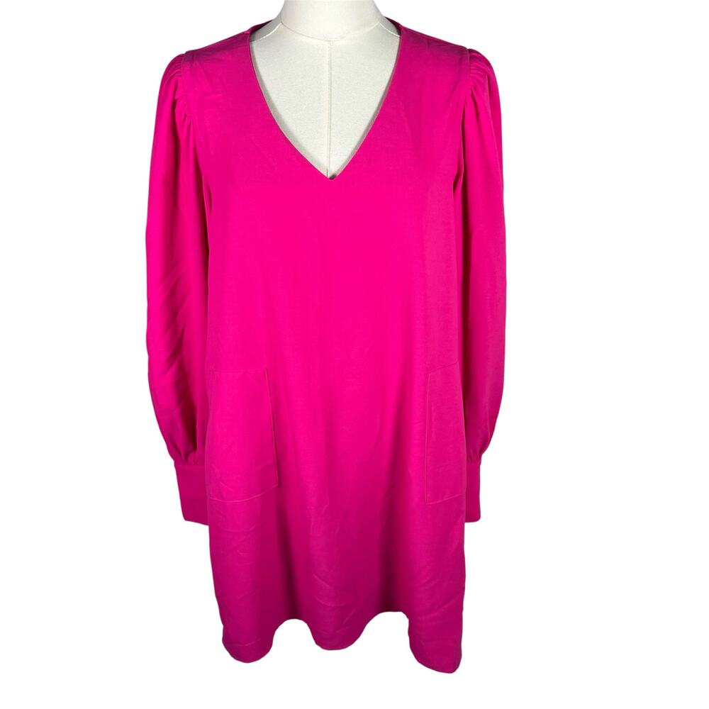 Easel Los Angeles‎ Pink Long Sleeve V-Neck Mini Dress Small Puff Sleeve Pockets
